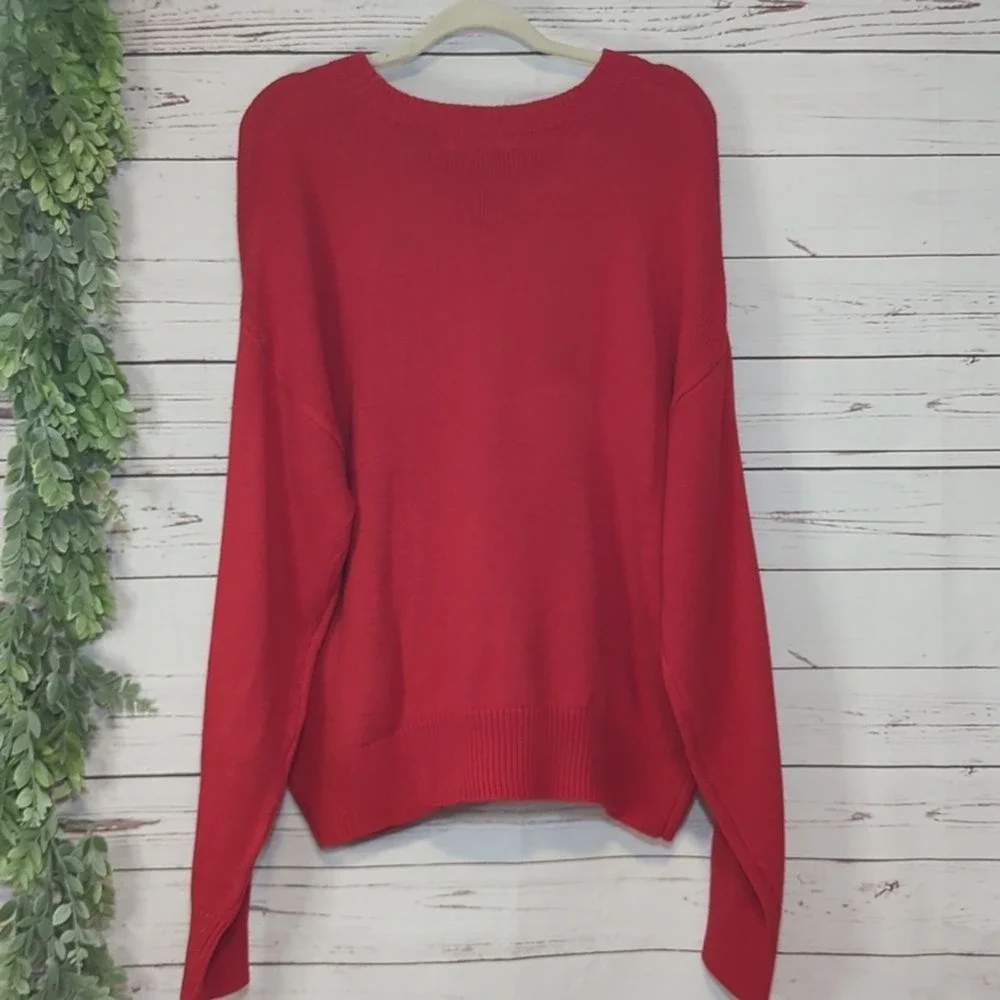 Red Sweater Atlanta and White‎ Oversized Romantic Slouchy Women's Sweater 2X